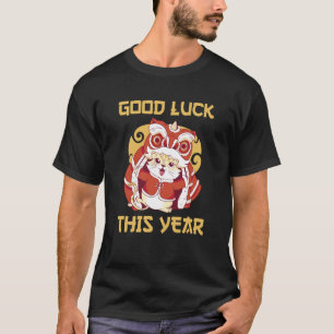 Camiseta Ano Novo do Gato Chinês Zodíaco Boa Sorte Drago