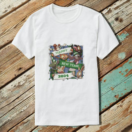 Camiseta Ano Novo Fãs Engraçadas De Esportes Animais Fãs De