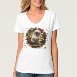 Camiseta Ano Novo Felino 2026 – Gato Siameso Fofo no Cristo