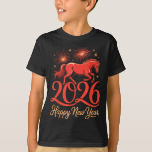 Camiseta Ano Novo Feliz do Cavalo do Zodíaco Chinês de 2026