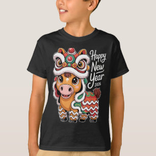Camiseta Ano Novo Lunar 2026 Ano do Cavalo Zodíaco Sortudo