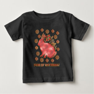 Camiseta Ano Novo Lunar Chinês do Coelho Red Gold 2023