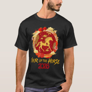 Camiseta Ano Novo Lunar Chinês Vintage 2026 do Cavalo 