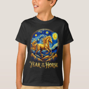 Camiseta Ano novo lunar o ano do cavalo zodíaco chinês fogo