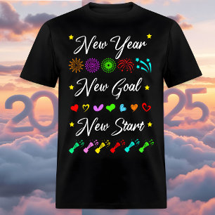Camiseta Ano Novo, Objetivo Novo, Início Novo,