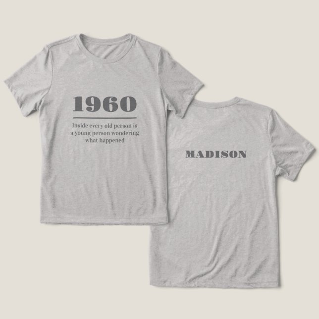 Camiseta Ano, Texto e Nome Personalizados (Design Frente e Verso)