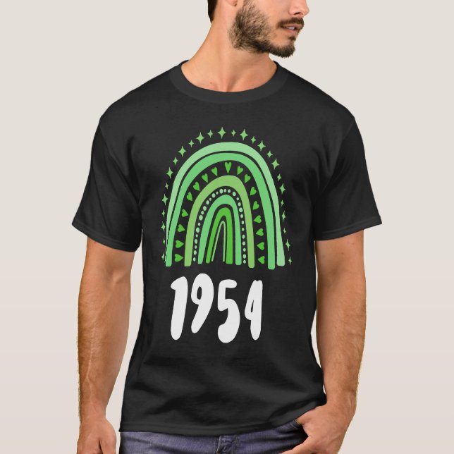 Camiseta Ano Verde Do Arco-Íris De Nascimento De 1954 (Frente)