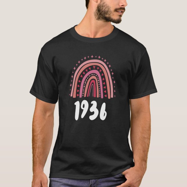 Camiseta Ano Vermelho Arco-Íris De Nascimento De 1936 (Frente)