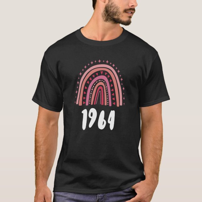 Camiseta Ano Vermelho Arco-Íris De Nascimento De 1964 (Frente)