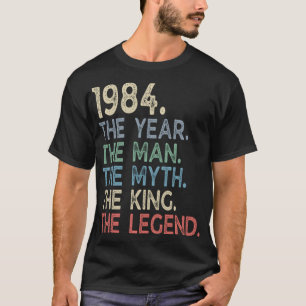 Camiseta Ano Vinho 1984 ele Ano Homem Mito Rei Lenda