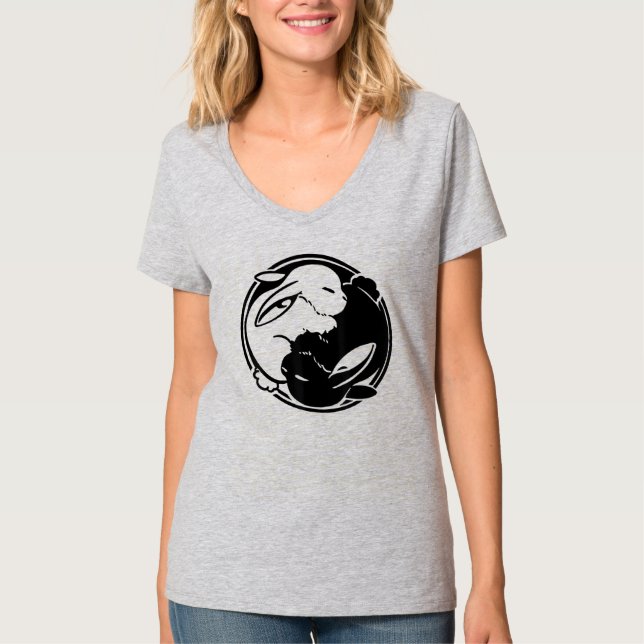 Camiseta Ano Yin Yang Do Coelho Feliz Ano Novo Chinês (Frente)