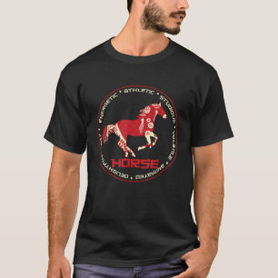 Camiseta Ano Zodíaco Chinês da Astrologia dos Cavalos Horos