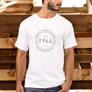 Camiseta anos 60 anos preto completamente personalizados