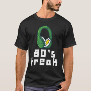 Camiseta anos 80 de Fones de ouvido Pixelados Retro Vintage