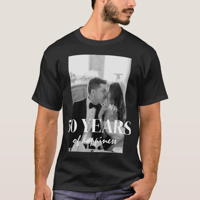 Camiseta Anos De Felicidade Elegante Aniversário De Casamen (Frente)