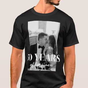Camiseta Anos De Felicidade Elegante Aniversário De Casamen