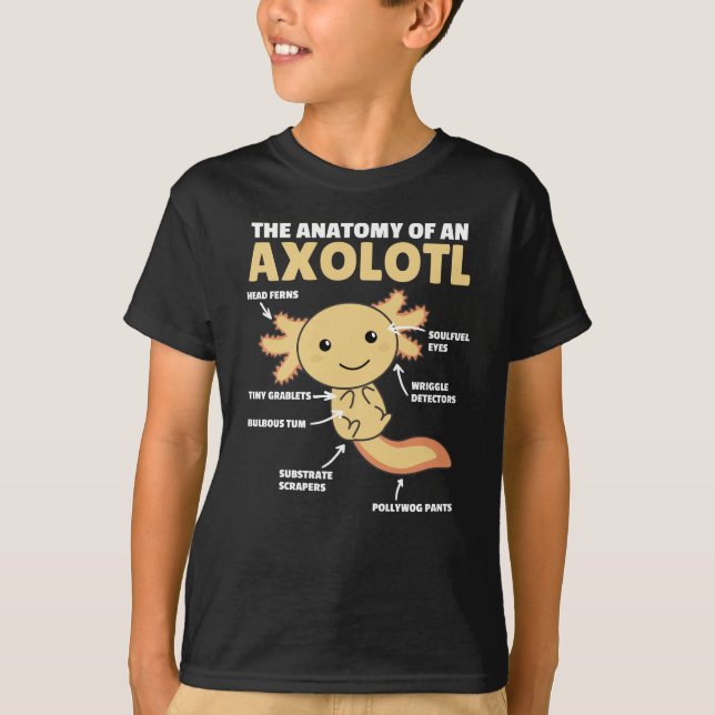 Camiseta Anotação Axolotl Anatomia De Um Axolotl (Frente)