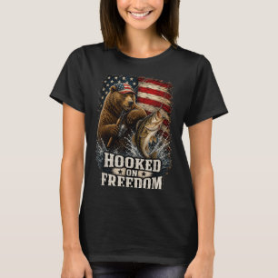 Camiseta Ansiado pela liberdade urso patriótico pescador