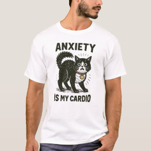 Camiseta Ansiedade É Meu Cárdio Gato Engraçado Pânico