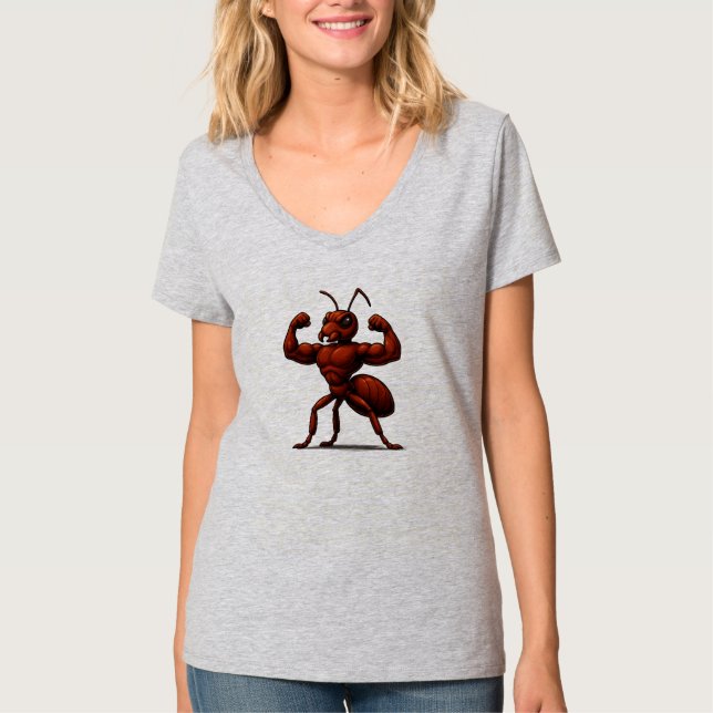 Camiseta Ant poderosa - Ilustração Forte de Ant de Cartoon (Frente)