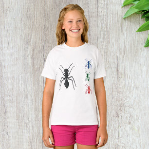 Camiseta Ant Silhouettes Insetos Azul Preto Verde e Vermelh