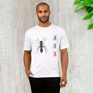 Camiseta Ant Silhouettes Insetos Azul Preto Verde e Vermelh