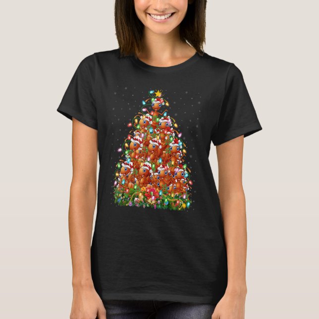Camiseta Ant   Xmas Lights Santa Ant Christmas Tree (Frente)