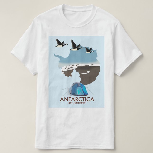 Camiseta Antártica Para Poster de viagens De Aventura. (Frente do Design)