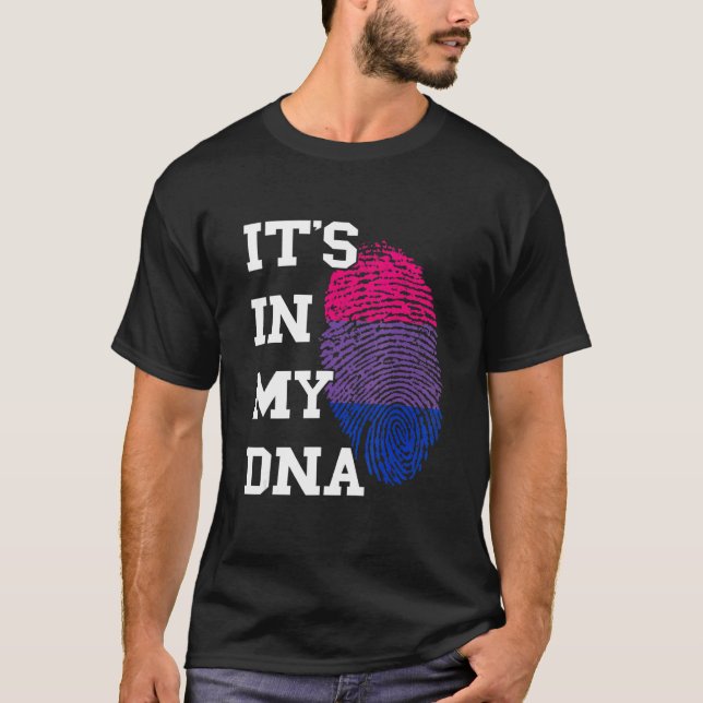 Camiseta Antecedentes do DNA do Orgulho Bissexual Bandeira  (Frente)