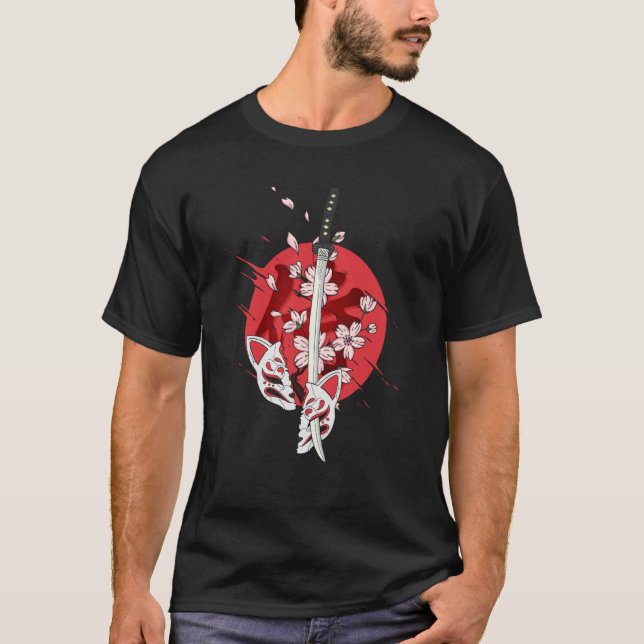 Camiseta Anterior Samurai Katana - Espada de Cereja (Frente)