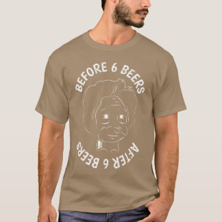 Camiseta Antes de 6 cervejas e depois de 6 cervejas festa e