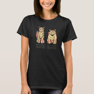 Camiseta Antes Depois Gato de Inverno Roupas Maine Coon
