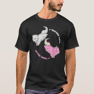 Camiseta Antes do Yoga Depois do Yoga Gato Persa Joga Medit