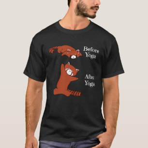Camiseta Antes do Yoga Depois do Yoga Panda Vermelho Medita