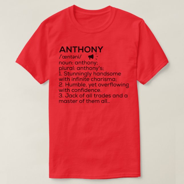 Camiseta Anthony Name Definition Anthony Significando Antho (Frente do Design)
