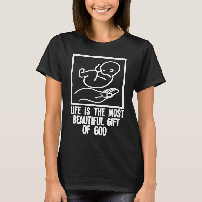 Camiseta Anti-Aborto Pró-Vida Escolhe Vida Pró-Vida de G (Frente)