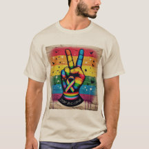 Camiseta Anti-Bullying com Símbolo de Paz Retro