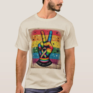 Camiseta Anti-Bullying com Símbolo de Paz Retro