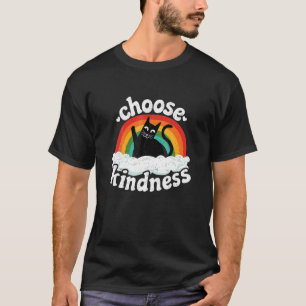 Camiseta Anti-Bullying Rainbow Peace Kind Hippie Cat Escolh