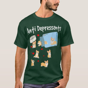 Camiseta Anti-Depressivos Cães Engraçados Pão-Penteado Anti