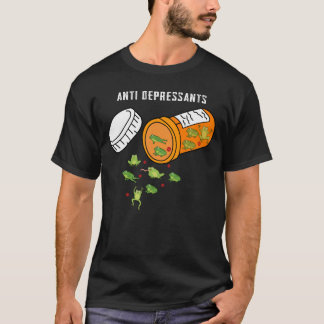 Camiseta Anti-Depressivos Propagam Sapos Verdes Animais
