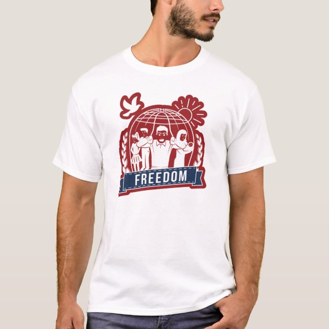Camiseta ANTI-GLOBALISM/FREEDOM - Inglaterra, EUA (Frente)