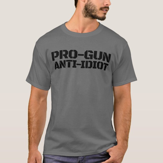 Camiseta Anti-Idiota Pro Gun Anti-Idiota Contra Arma (Frente)