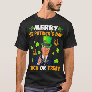 Camiseta Anti Joe Biden Dia de São Patrício Engraçado Feliz