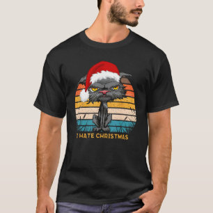 Camiseta Anti Natal Odeio Natal Gato Entediado Retro Sa