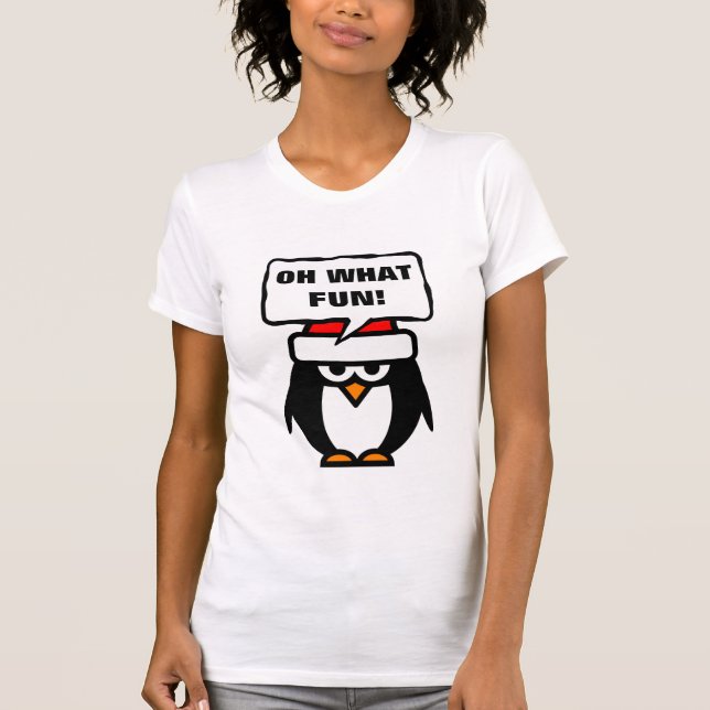 Camiseta anti Natal sarcástica com pinguim engraça (Frente)