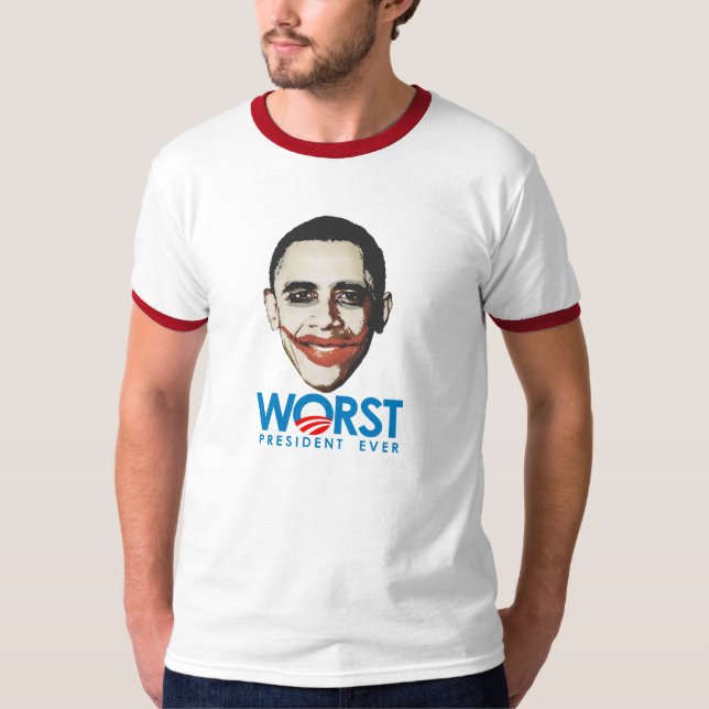 Camiseta Anti-Obama - o presidente o mais mau Nunca (Frente)