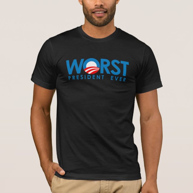 Camiseta Anti-Obama - o presidente o mais mau Nunca (Frente)