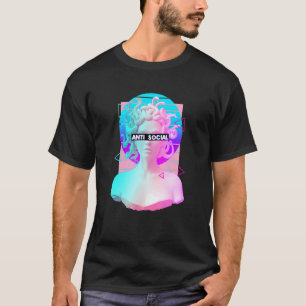 Camiseta Anti Social Retro Vaporwave Medusa Estátua Grega M