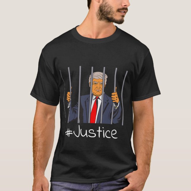 Camiseta Anti Trump, Donald na prisão atrás de Justiça Bar (Frente)